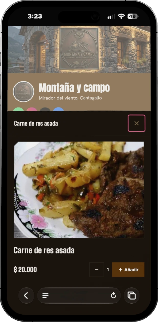 Ejemplo de menú con portada y color propios