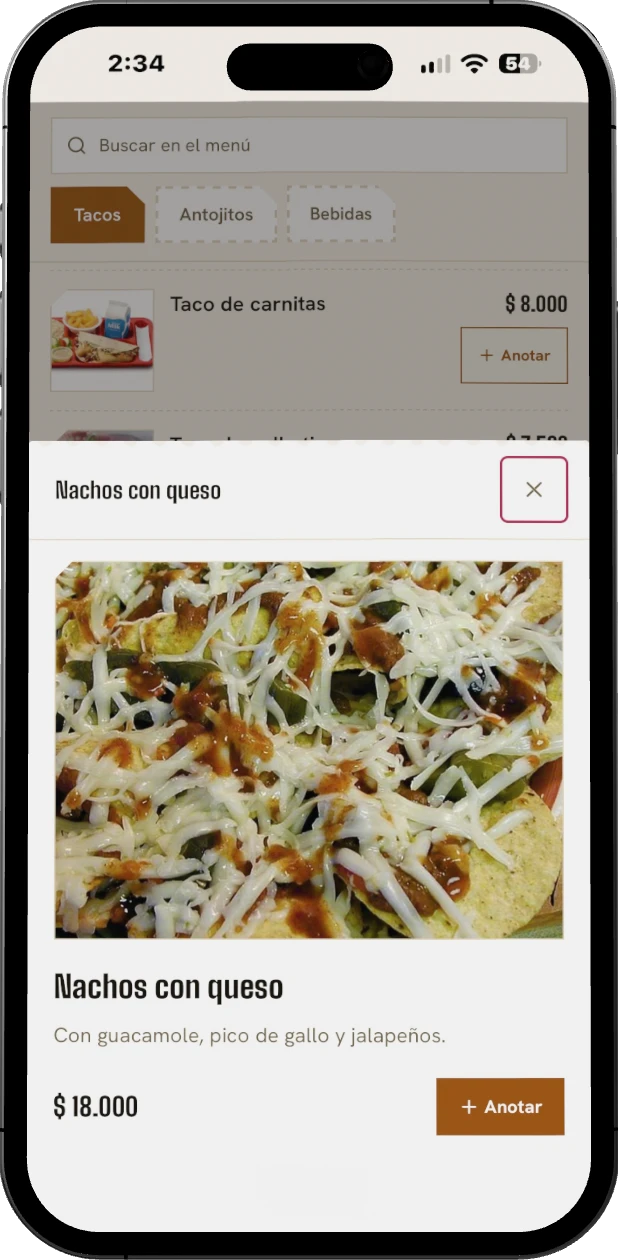 Ejemplo de menú con portada y color propios